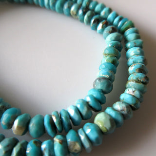 Faceted Arizona Turquoise Beads, Natural Sleeping Beauty Turquoise Rondelle Beads, 4.5mm/3.5mm Turquoise Beads, 13 Inch Strand, GDS1290