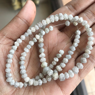 Natural Raw Rough Perfect Round Diamond Beads 3.5mm To 4.5mm White Rough Diamond Rondelle Beads, Sold As 4 Inch/8 Inch/16 Inch, DDS622/2