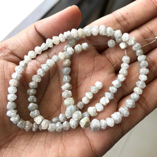 Natural Raw Rough Perfect Round Diamond Beads 3.5mm To 4.5mm White Rough Diamond Rondelle Beads, Sold As 4 Inch/8 Inch/16 Inch, DDS622/2