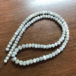 Natural Raw Rough Perfect Round Diamond Beads 3.5mm To 4.5mm White Rough Diamond Rondelle Beads, Sold As 4 Inch/8 Inch/16 Inch, DDS622/2