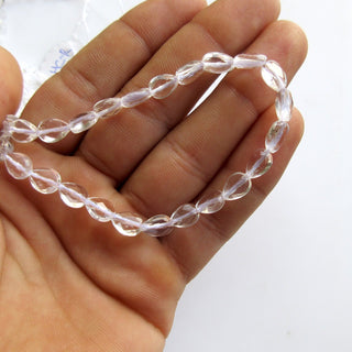 Crystal Quartz Faceted Pear Beads, Natural Rock Quartz Crystal Straight Drilled Pear Beads, 8mm To 9mm Pear Beads, 14" Strand, GDS1399