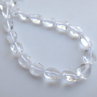 Crystal Quartz Faceted Pear Beads, Natural Rock Quartz Crystal Straight Drilled Pear Beads, 10mm Pear Beads, 14" Strand, GDS1400