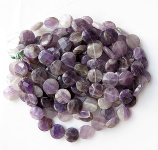 Banded Amethyst Faceted Round Coin Beads, Banded Amethyst Beads, 20mm Banded Amethyst Beads, Natural Banded Amethyst, 13 Inch Strad, GDS1401