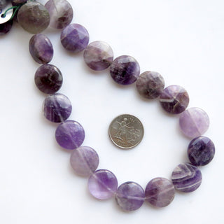 Banded Amethyst Faceted Round Coin Beads, Banded Amethyst Beads, 20mm Banded Amethyst Beads, Natural Banded Amethyst, 13 Inch Strad, GDS1401