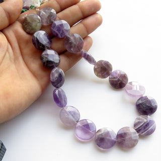 Banded Amethyst Faceted Round Coin Beads, Banded Amethyst Beads, 20mm Banded Amethyst Beads, Natural Banded Amethyst, 13 Inch Strad, GDS1401