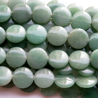 Green Jade Smooth Round Coin Beads, Green Jade Beads, 20mm Green Jade Coin Beads, Natural Green Jade Beads, 13 Inch Strad, GDS1402