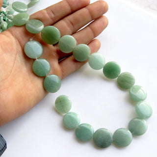 Green Jade Smooth Round Coin Beads, Green Jade Beads, 20mm Green Jade Coin Beads, Natural Green Jade Beads, 13 Inch Strad, GDS1402