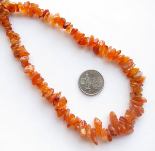 Natural Carnelian Uncut Chips, 8mm To 19mm Carnelian Chips, Carnelian Beads Loose, Carnelian Gemstone, 14 Inch Strand, GDS1404