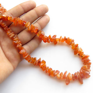 Natural Carnelian Uncut Chips, 8mm To 19mm Carnelian Chips, Carnelian Beads Loose, Carnelian Gemstone, 14 Inch Strand, GDS1404