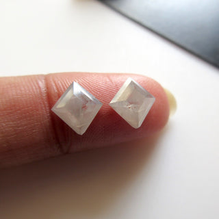 OOAK 2.00 CTW/8.4mm Fancy Kite Shaped Matched Pair Clear White Rose Cut Diamond Loose, Rose Cut Faceted Diamond Cabochon Ring, DDS596/9