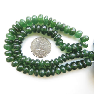 Natural Green Serpentine Rondelle Beads, Serpentine Smooth Rondelle Beads, 8mm/9-10mm Loose Serpentine Beads, 16"/8" Strand, GDS1297