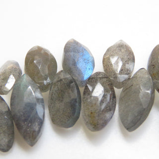 Labradorite Marquise Beads, Faceted LAbradorite MArquise Briolette Beads, Black Moonstone Marquise Beads, 10mm/14-16mm, 9"/4.5", GDS1300
