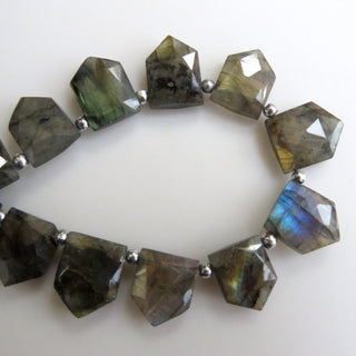 Labradorite Beads, Faceted Labradorite Shield Shape Briolette Beads, Black Moonstone Beads Loose, 12-13mm/13-14mm, 8", GDS1301