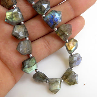 Labradorite Beads, Faceted Labradorite Shield Shape Briolette Beads, Black Moonstone Beads Loose, 12-13mm/13-14mm, 8", GDS1301