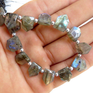 Labradorite Beads, Faceted Labradorite Shield Shape Briolette Beads, Black Moonstone Beads Loose, 12-13mm/13-14mm, 8", GDS1301