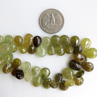 Green Garnet Beads, Green Grossular Garnet Smooth Pear Beads, Natural Green Garnet Beads, 10-15mm/11-12mm Garnet, Sold As 8"/4", GDS1302