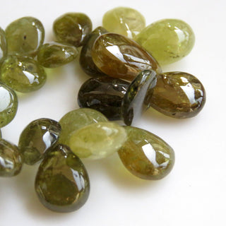 Green Garnet Beads, Green Grossular Garnet Smooth Pear Beads, Natural Green Garnet Beads, 10-15mm/11-12mm Garnet, Sold As 8"/4", GDS1302