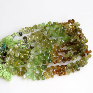 Natural Green Garnet Smooth Pear Beads, Green Grossular Garnet Beads, Green Garnet Beads, 5-6mm/7mm Garnet Beads, Sold As 8"/4", GDS1304