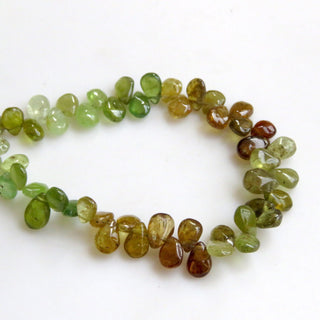 Natural Green Garnet Smooth Pear Beads, Green Grossular Garnet Beads, Green Garnet Beads, 5-6mm/7mm Garnet Beads, Sold As 8"/4", GDS1304