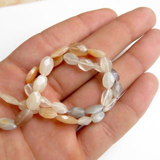 Multi Moonstone Faceted Oval Beads, Peach Moonstone, Grey Moonstone, White Moonstone Oval Beads, 10mm To 12mm Moonstone Beads, 14", GDS1306