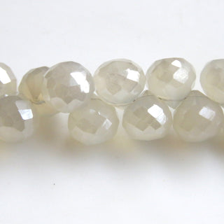 Natural White Chalcedony Briolette Bead, Mystic Coated White Chalcedony Faceted Onion Shaped Gemstone Bead, Sod As 8mm, 8"/4", GDS1309