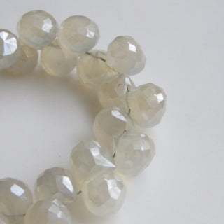 Natural White Chalcedony Briolette Bead, Mystic Coated White Chalcedony Faceted Onion Shaped Gemstone Bead, Sod As 8mm, 8"/4", GDS1309