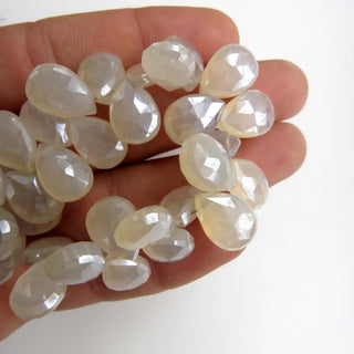 Natural White Chalcedony Pear Briolettes, Mystic Coated White Chalcedony Faceted Pear Shaped Gemstone Bead, Sod As 12mm/14mm, 8"/4", GDS1310