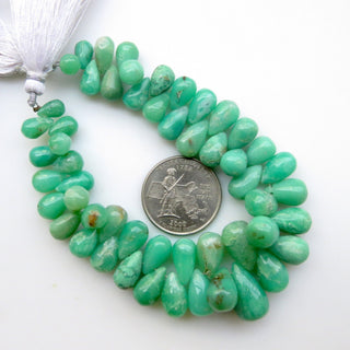 Natural Chrysoprase Gemstone Beads, Chrysoprase Smooth Teardrop Briolettes Beads Loose, 8mm To 15mm Beads, Sold As 6"/3", GDS1316