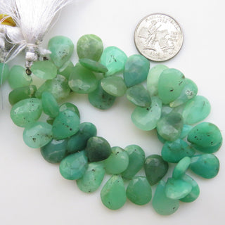 Natural Chrysoprase Gemstone Beads, Huge Chrysoprase Faceted Pear Shaped Briolettes Beads Loose, 16mm To 20mm Beads, Sold As 8"/4", GDS1316