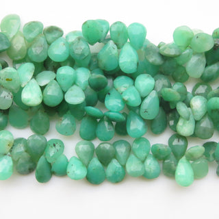 Natural Chrysoprase Pear Shaped Gemstone Beads, Huge Chrysoprase Faceted Briolettes Beads Loose, 12mm To 15mm Beads, Sold As 8"/4", GDS1318
