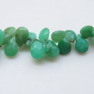 Natural Chrysoprase Pear Shaped Gemstone Beads, Chrysoprase Faceted Briolettes Beads Loose, 10mm To 12mm Beads, Sold As 8"/4", GDS1319