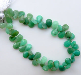 Natural Chrysoprase Pear Shaped Gemstone Beads, Chrysoprase Faceted Briolettes Beads Loose, 10mm To 12mm Beads, Sold As 8"/4", GDS1319