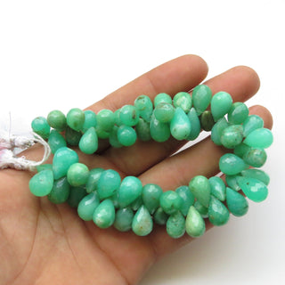 Natural Chrysoprase Drop Shape Briolette Beads, Chrysoprase Faceted Teardrop Beads Loose, 12-17mm Chrysoprase Beads, Sold As 8"/4", GDS1320