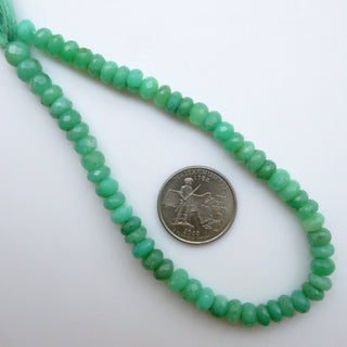 Chrysoprase Rondelles Beads, Natural Chrysoprase Faceted Rondelle Beads Loose, 7mm To 8mm Chrysoprase Beads, Sold As 10 Inches, GDS1327