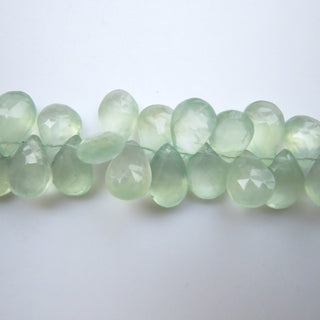 AAA Prehnite Briolette Beads, Green Prehnite Pear Shaped Faceted Beads, 11mm To 16mm Prehnite Briolettes Loose, Sold As 9"/4.5", GDS1328