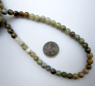 9mm Cats Eye Round Beads, Natural Cat's Eye Gemstone Beads, Loose Cats Eye Round Beads, Green Yellow Cats Eye Beads, 13 Inch Strand, GDS1331