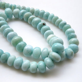 Natural Smooth Larimar Rondelle Beads, 6mm To 10mm Larimar Beads for Larimar Jewelry, Larimar Stone, Sold As 19"/9.5 Inch Strand, GDS1335