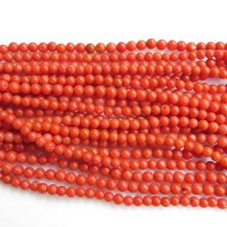 Natural Italian Coral Round Beads, Original Italian Coral Round Beads, 3mm/4mm Round Coral Beads, 15 Inch Strand, GDS1338