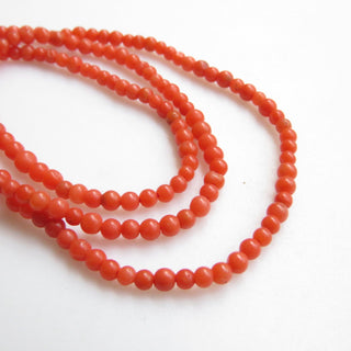 Natural Italian Coral Round Beads, Original Italian Coral Round Beads, 3mm/4mm Round Coral Beads, 15 Inch Strand, GDS1338