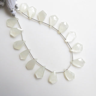 Natural White Moonstone Shield Shape Briolette Beads, Faceted Moonstone Fancy Shape Beads Loose, 13-18mm Moonstone Beads, 8 Inches, GDS1340