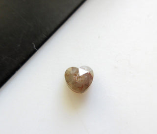 OOAK 4.2mm/0.65CTW Peach White Heart Shaped Rose Cut Diamond Loose Cabochon, Faceted Rose Cut Loose Diamond Cabochon For Jewelry, DDS601/2