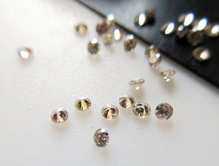 10 Pieces 1.7mm Natural Clear Champagne Brown Round Brilliant Cut Faceted Diamonds Loose For Ring DDS 596/1