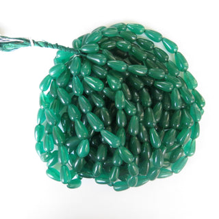 Green Jade Smooth Straight Drilled Drop Beads, Green Jade Teardrop Beads, 14mm To 19mm Green Jade Beads, 17 Inch Strad, GDS1406