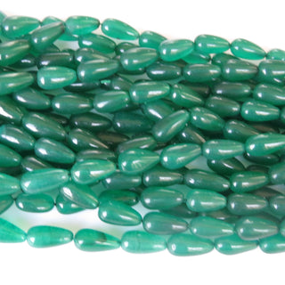 Green Jade Smooth Straight Drilled Drop Beads, Green Jade Teardrop Beads, 14mm To 19mm Green Jade Beads, 17 Inch Strad, GDS1406