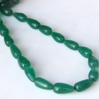 Green Jade Smooth Straight Drilled Drop Beads, Green Jade Teardrop Beads, 14mm To 19mm Green Jade Beads, 17 Inch Strad, GDS1406