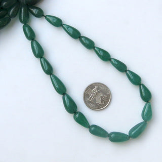 Green Jade Smooth Straight Drilled Drop Beads, Green Jade Teardrop Beads, 14mm To 19mm Green Jade Beads, 17 Inch Strad, GDS1406