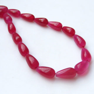 Pink Jade Smooth Straight Drilled Drop Beads, Pink Jade Teardrop Beads, 15mm To 19mm Pink Jade Beads, 17 Inch Strad, GDS1407