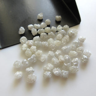 4 Pieces 4mm Natural White Rough Round Diamonds Loose, Natural White Raw diamonds For Ring Earrings Easy To Set, DDS602/7