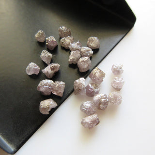 2 Pieces 4mm Natural Pink Rough Round Diamonds Loose, Natural Pink Raw diamonds For Ring Earring Easy To Set, DDS602/8