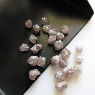 2 Pieces 4mm Natural Pink Rough Round Diamonds Loose, Natural Pink Raw diamonds For Ring Earring Easy To Set, DDS602/8